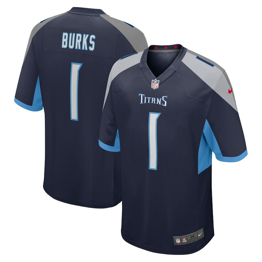 Men Tennessee Titans #1 Treylon Burks Nike Navy 2022 NFL Draft First Round Pick Game Jersey